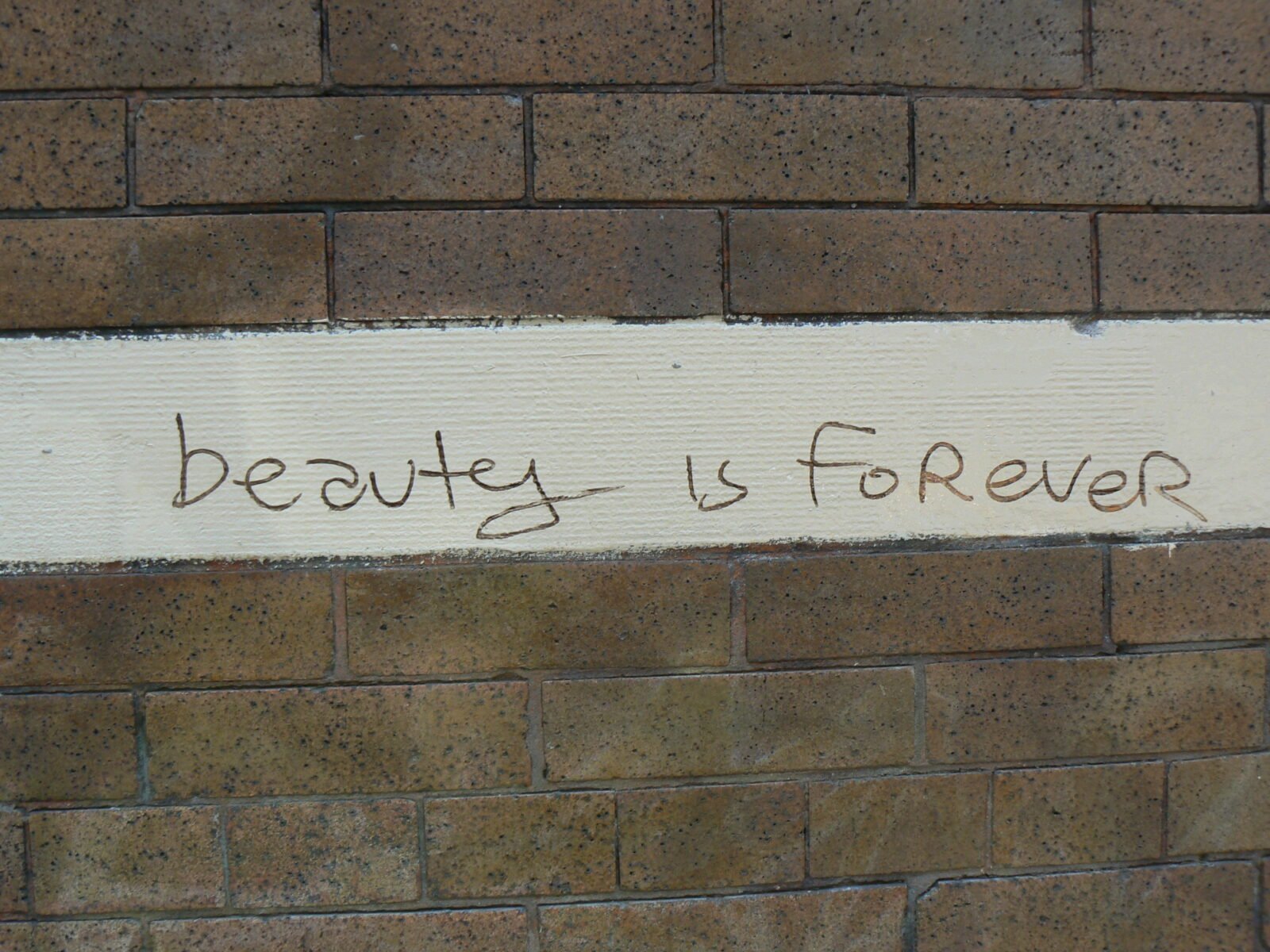Mauer mit Aufschrift: beauty is forever (Schönheit ist für immer)