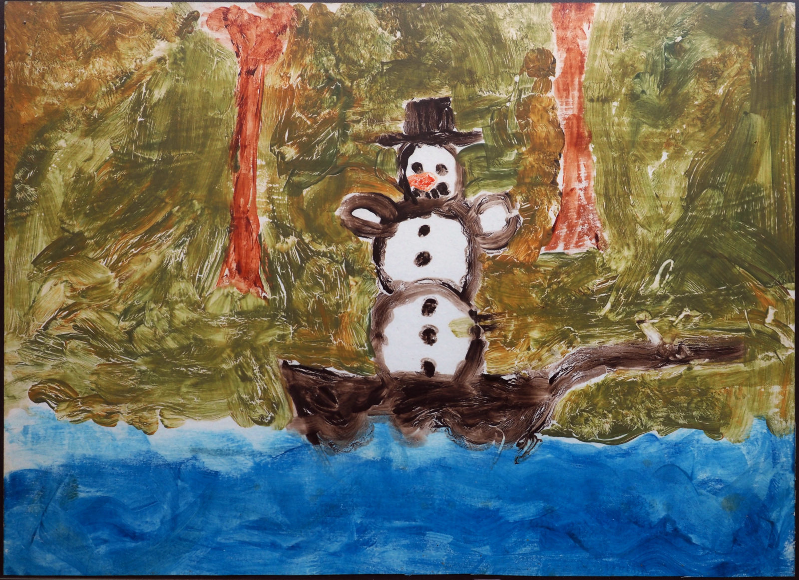 Bild von einem Schneemann in einer Bratpfanne
