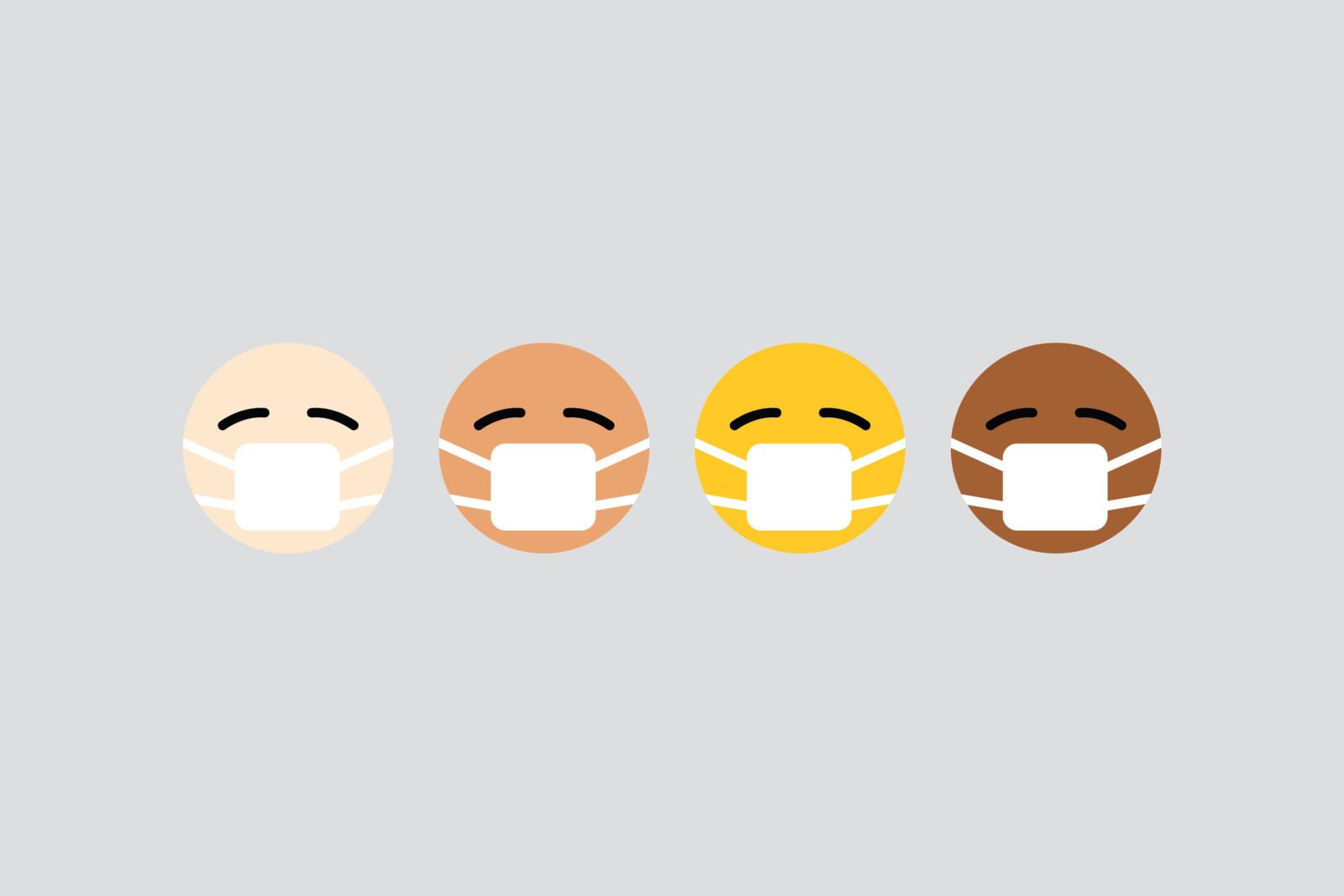 Divere Emojis mit unterschiedlicher Hautfarbe. Alle tragen Mundschutz,